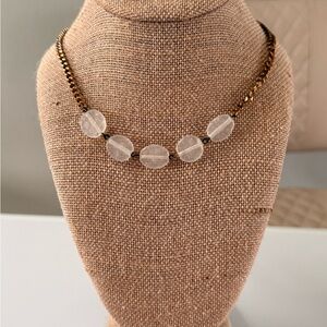 Chic Gold and White Beaded Necklace and bracelet set